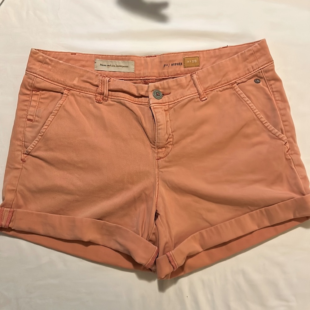Pilcro and the letterpress peach chino style shorts